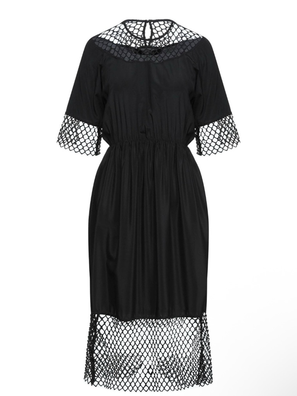 (A7) NWT Federica Tosi Black Crochet Lace Midi Dress | XS | Italian Designer